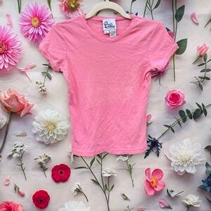 Vintage Lilly Pulitzer White Label Etta Pink Cotton Short Sleeve Tee Shirt